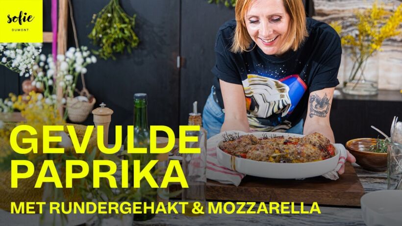 Gevulde paprika met rundergehakt en mozzarella