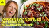 Varkenswangetjes met bruin bier en aardappelpuree