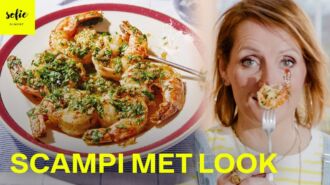 Scampi met look