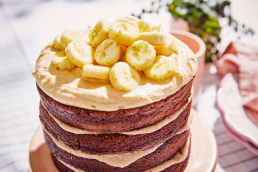 Chocoladetaart met Peanut Butter Room en Banaan