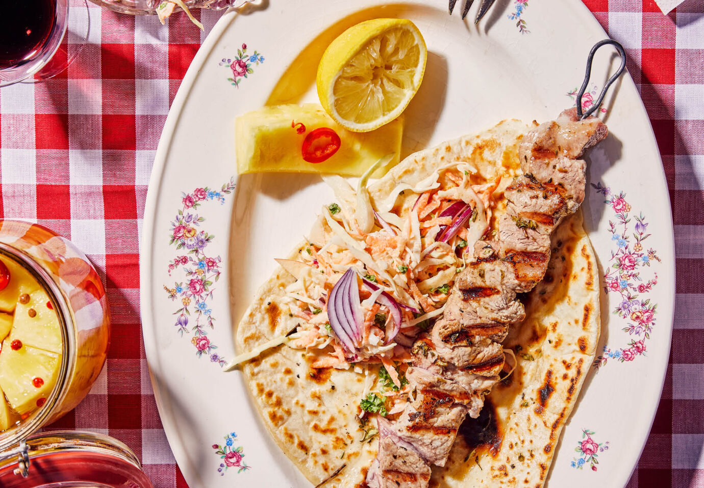 Varkensbrochette met Naan Sofie Dumont Chef